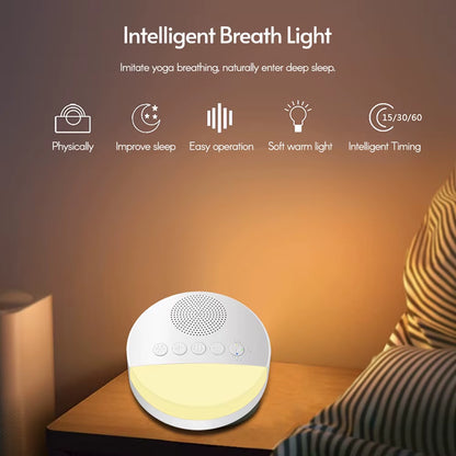 Baby White Noise Machine USB Rechargeable Timed Shutdown Sleep Machine Baby Sleep Sound Player Night Light Timer Noise Player