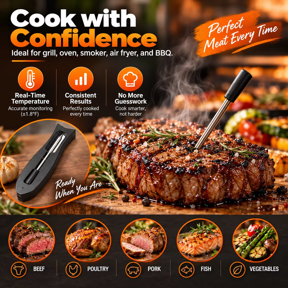 Termometro Wireless per Carne Con App – Sonda Smart