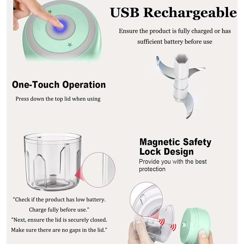 Tritatutto Elettrico per Aglio Ricaricabile USB